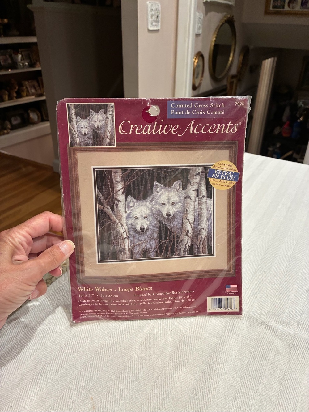 Creative Accents White Wolves Counted Cross Stitch Kit - White